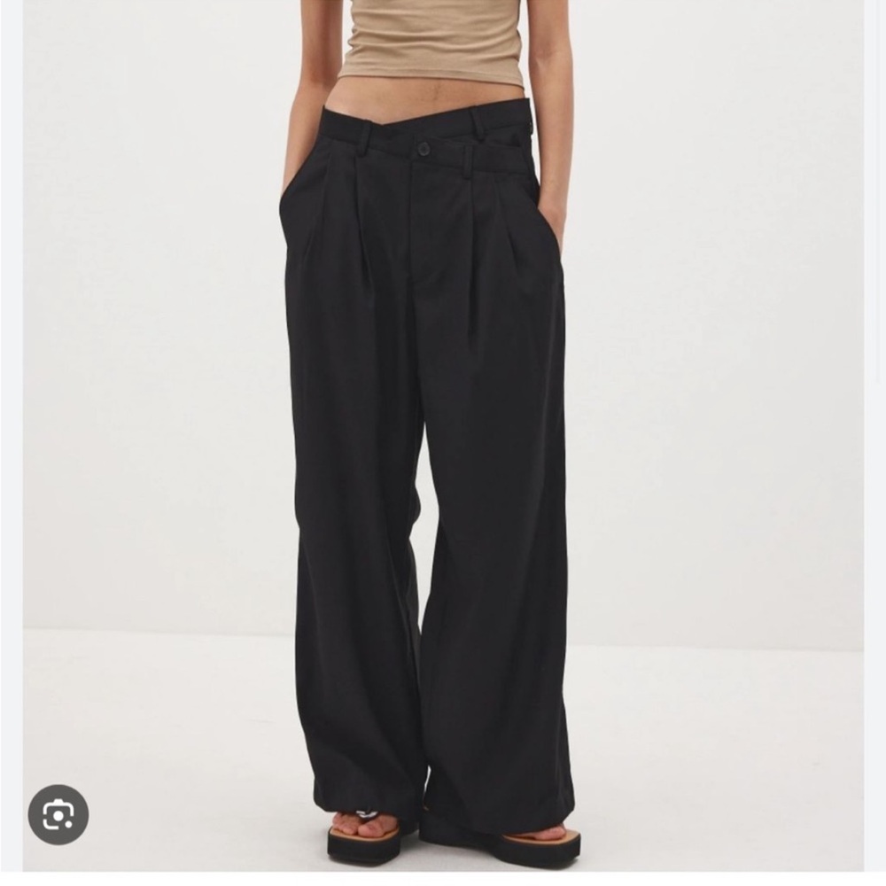 Source Unknown Black Cross Over Wide-Leg Pants